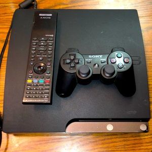 Play Station 3 slim with working controller,remote, and power cable.
